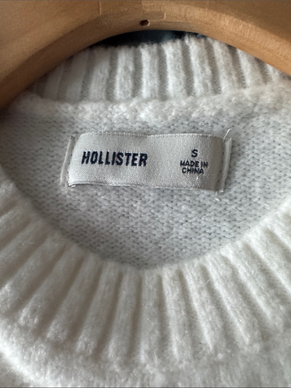 Hollister White Crewneck Sweater with Red & Blue Flag Graphic - Picture 3 of 3